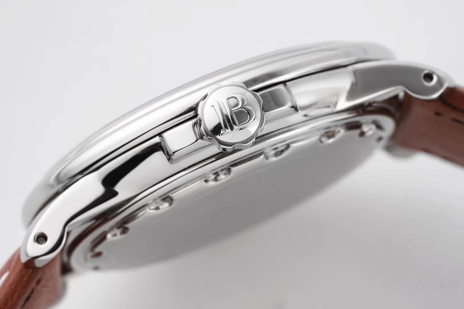 Hundred Hours Black Dial in Steel on Brown Leather Strap - Image 9