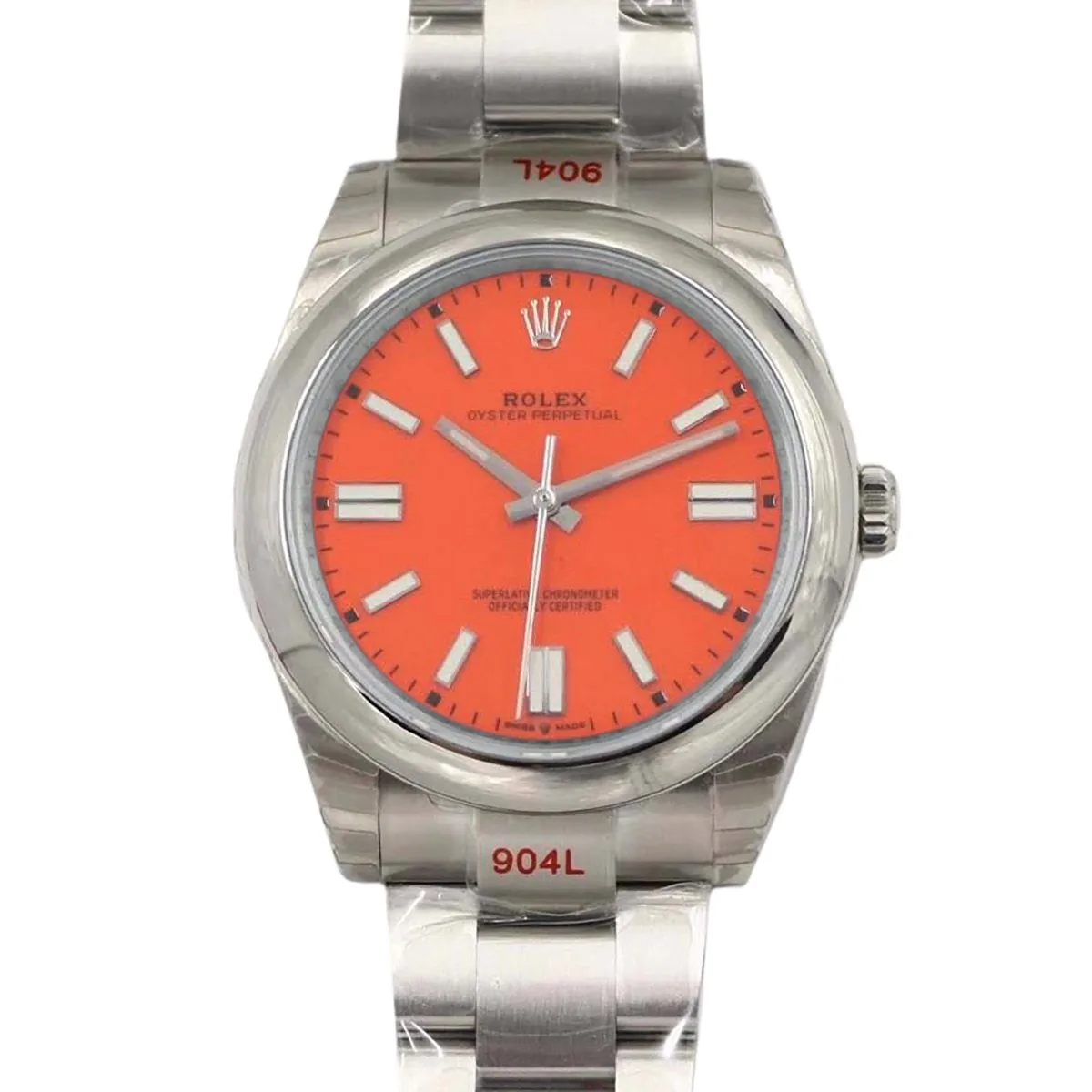 Oyster Perpetual 41mm esfera rojo coral 114300