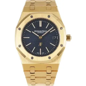 Royal Oak 15202 39mm Blue Dial in Yellow Gold