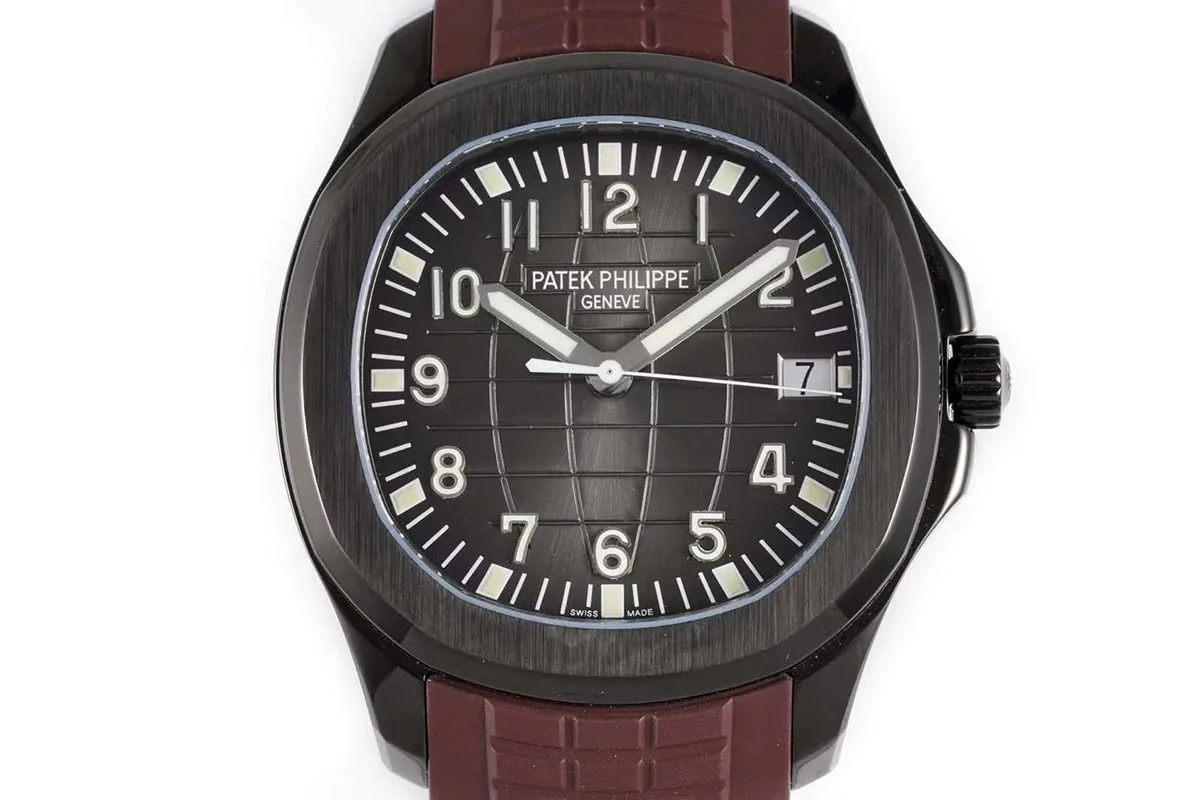 Aquanaut 5167A ‘Black Venom Limited Edition’ schwarzes Zifferblatt am braunen Kautschukarmband – Bild 6