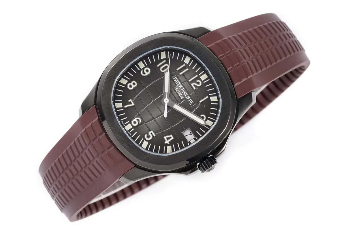Aquanaut 5167A ‘Black Venom Limited Edition’ schwarzes Zifferblatt am braunen Kautschukarmband – Bild 2