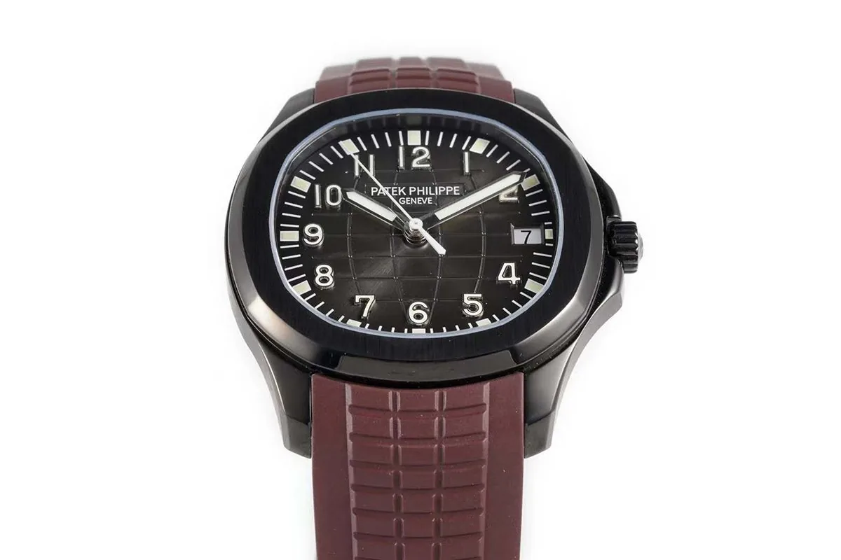 Aquanaut 5167A ‘Black Venom Limited Edition’ schwarzes Zifferblatt am braunen Kautschukarmband – Bild 5