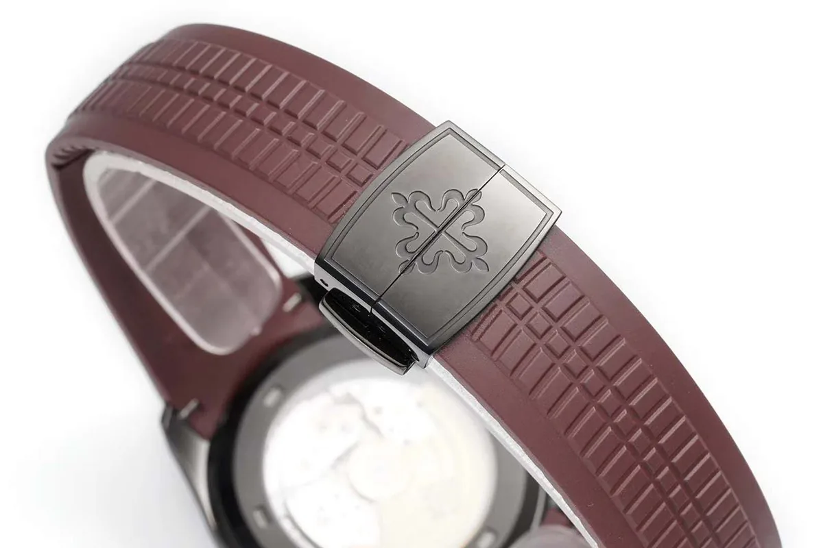 Aquanaut 5167A ‘Black Venom Limited Edition’ schwarzes Zifferblatt am braunen Kautschukarmband – Bild 7
