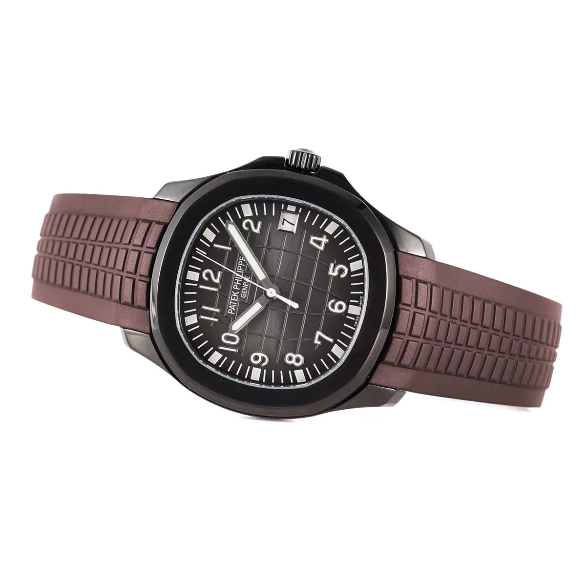 Aquanaut 5167A ‘Black Venom Limited Edition’ schwarzes Zifferblatt am braunen Kautschukarmband – Bild 3