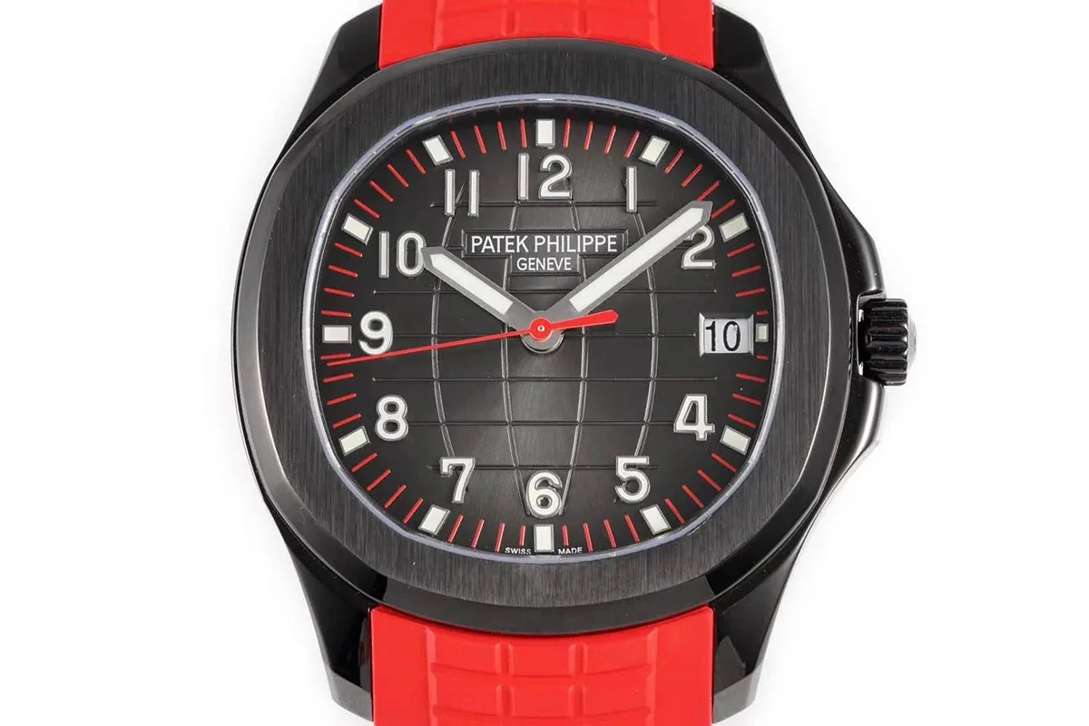 Aquanaut 5167A ‘Black Venom Limited Edition’ schwarzes Zifferblatt am roten Kautschukarmband – Bild 9