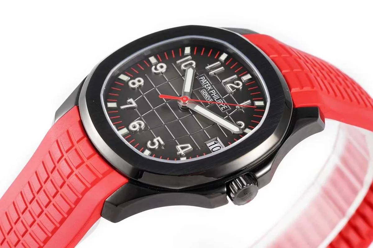 Aquanaut 5167A ‘Black Venom Limited Edition’ schwarzes Zifferblatt am roten Kautschukarmband – Bild 3