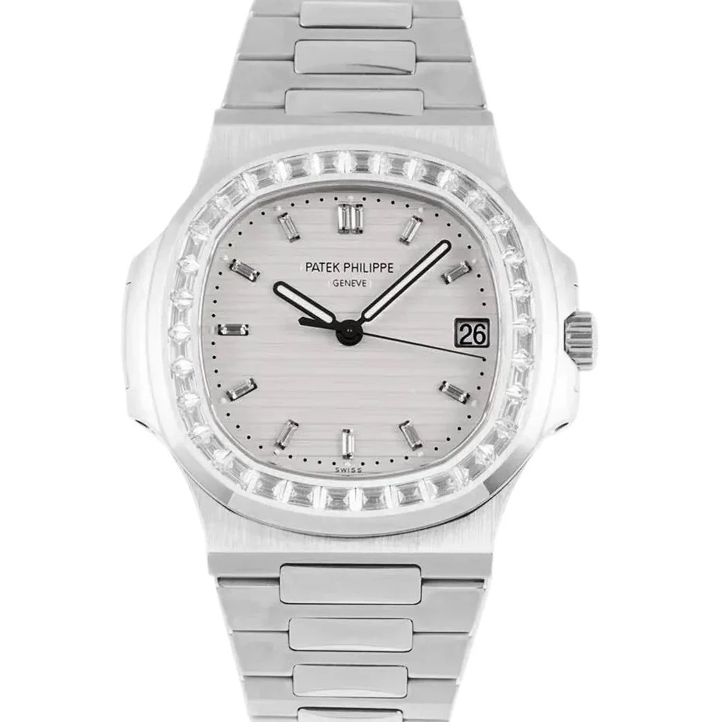 Nautilus Jumbo 5711/1A-011 White Dial with Diamond Bezel