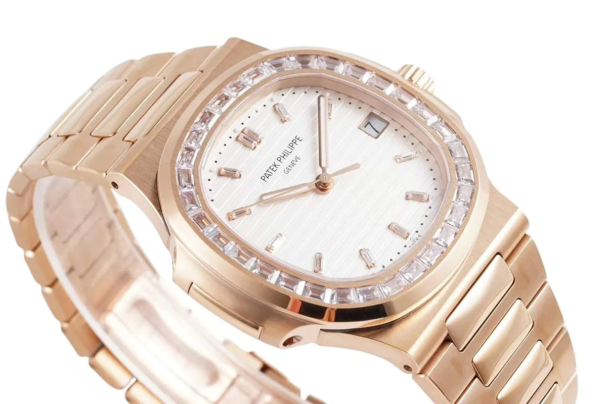 Nautilus Jumbo 5711/1R White Dial with Diamond Bezel - Image 4