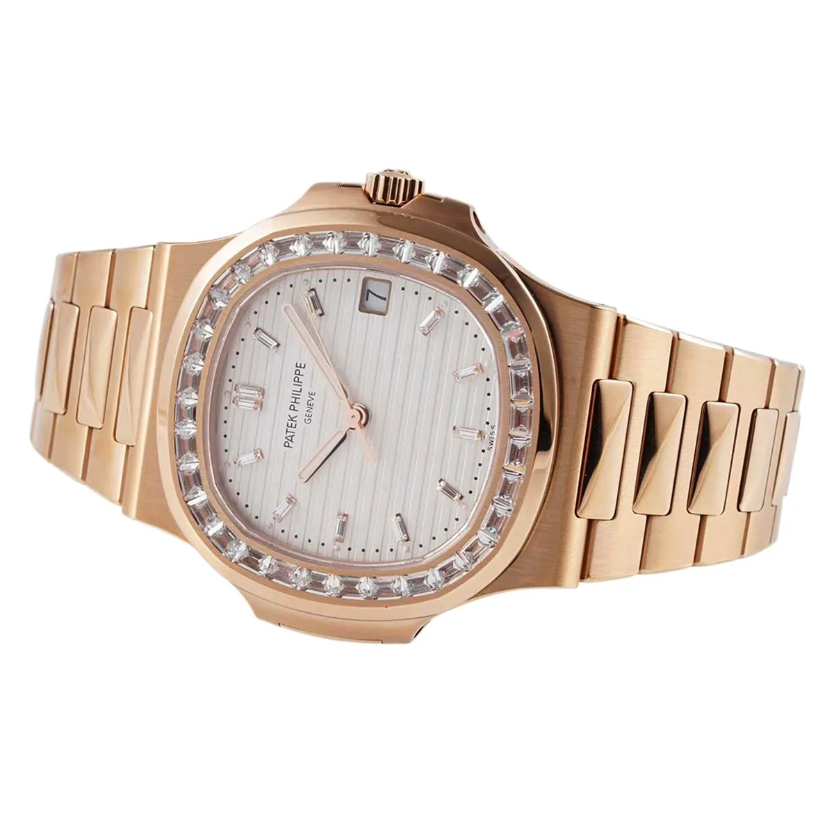 Nautilus Jumbo 5711/1R White Dial with Diamond Bezel - Image 3