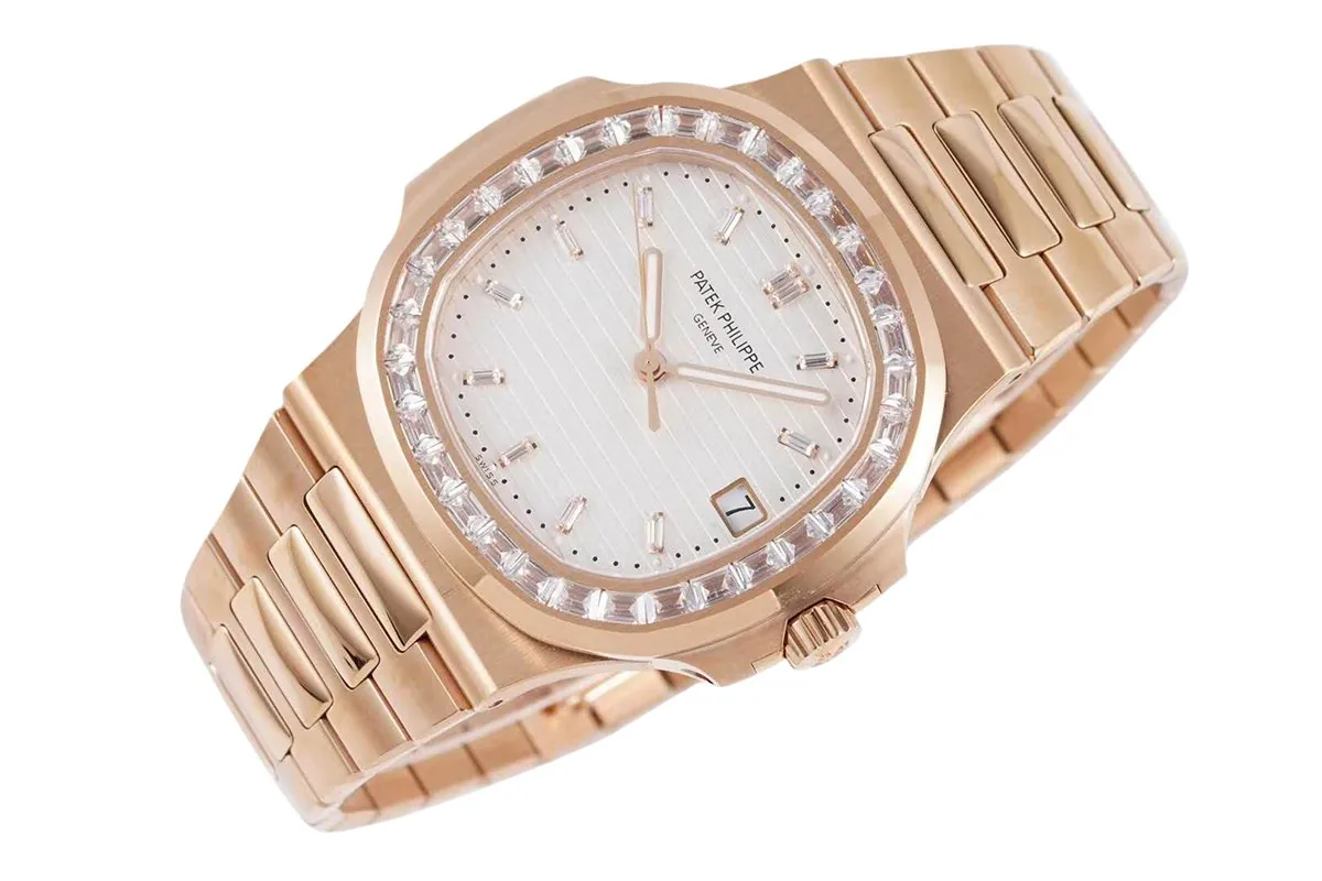 Nautilus Jumbo 5711/1R White Dial with Diamond Bezel - Image 2
