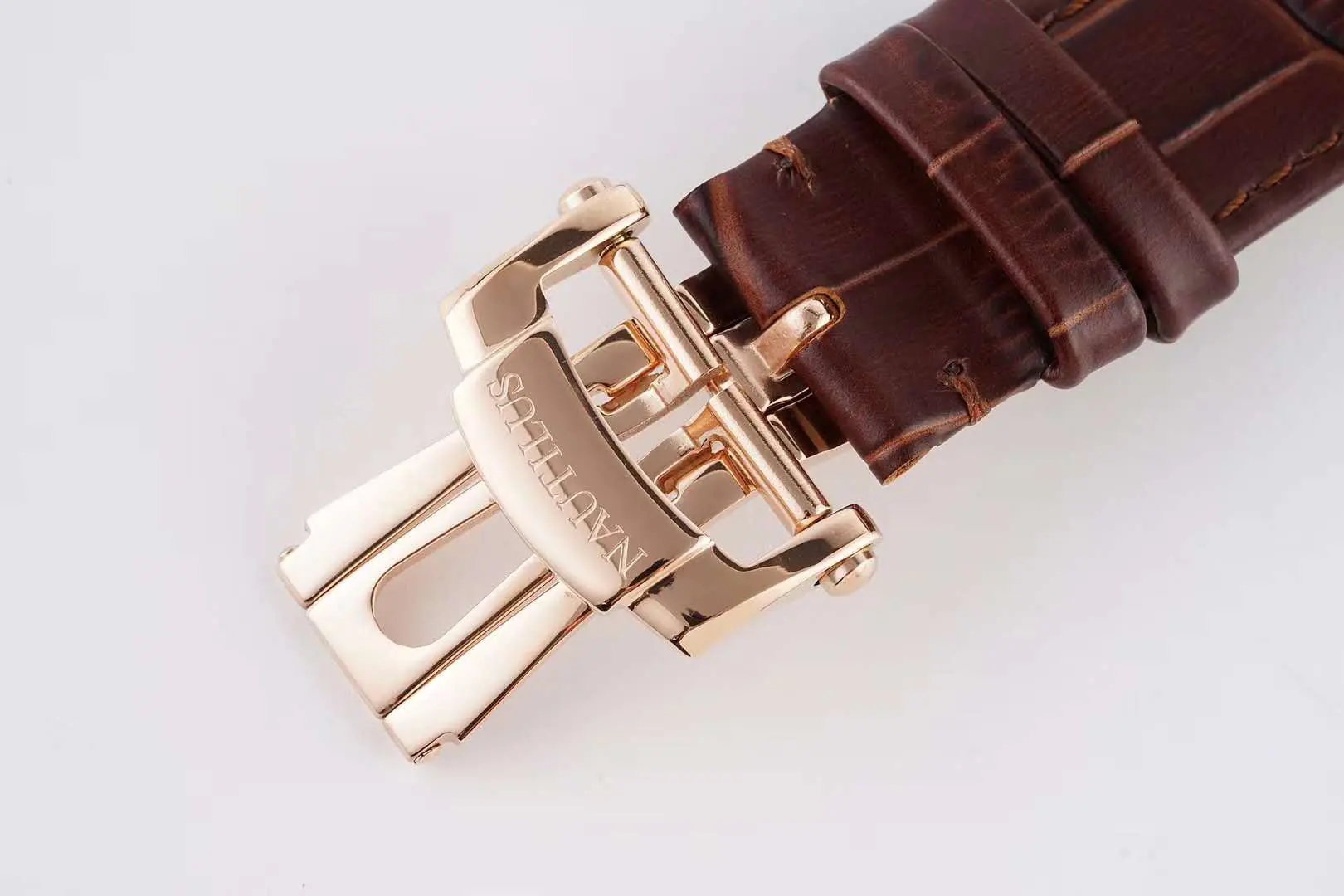 Nautilus Chronograph 5980/R-001 in Rose Gold on Brown Leather Strap - Image 9