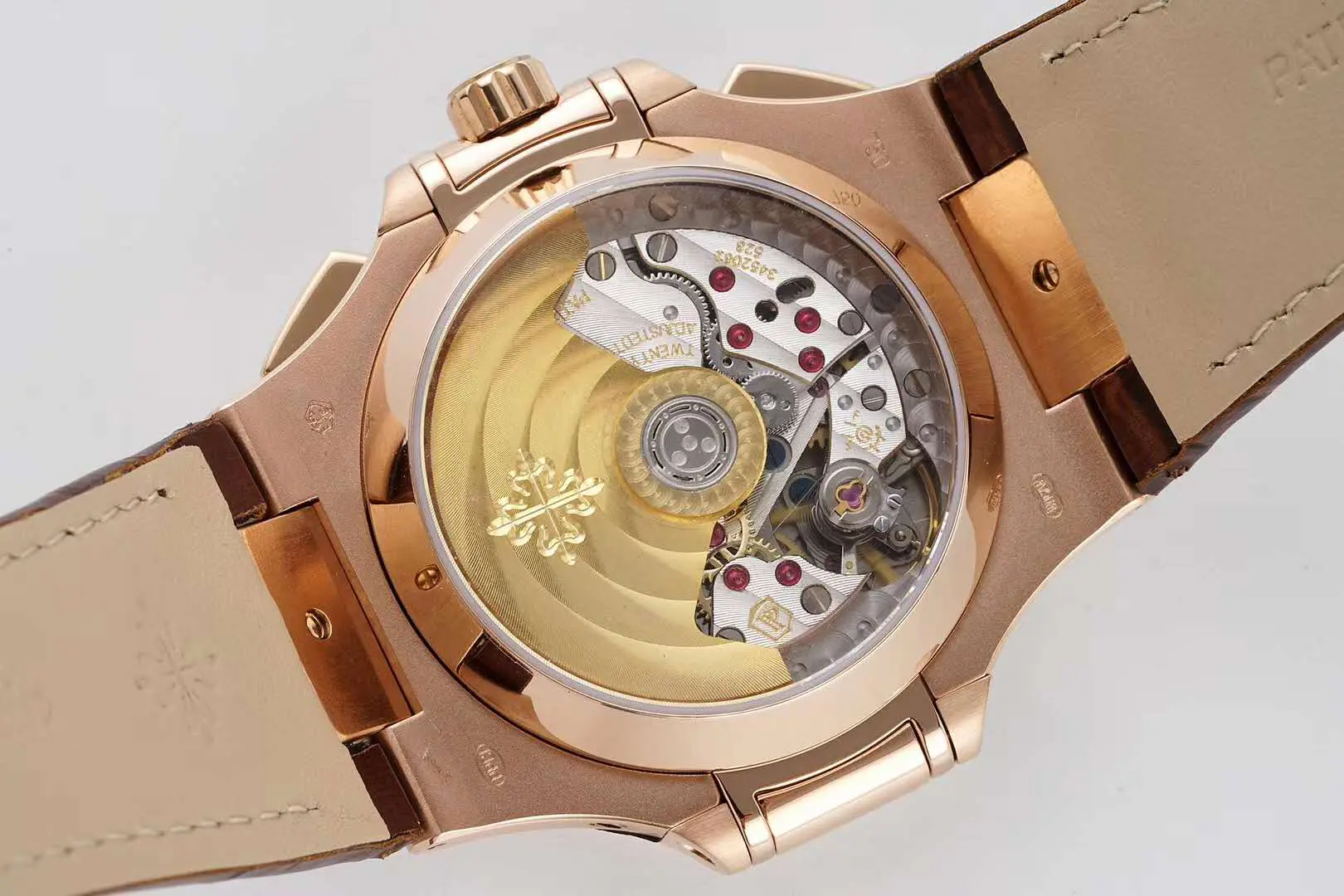 Nautilus Chronograph 5980/1R in Rose Gold on Brown Leather Strap - Image 7