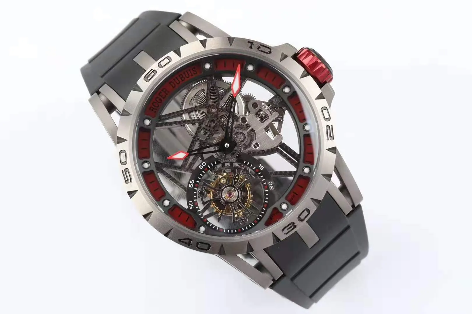 Excalibur Spider Skeleton Flying Tourbillon mit schwarzem Kautschukarmband – Bild 5