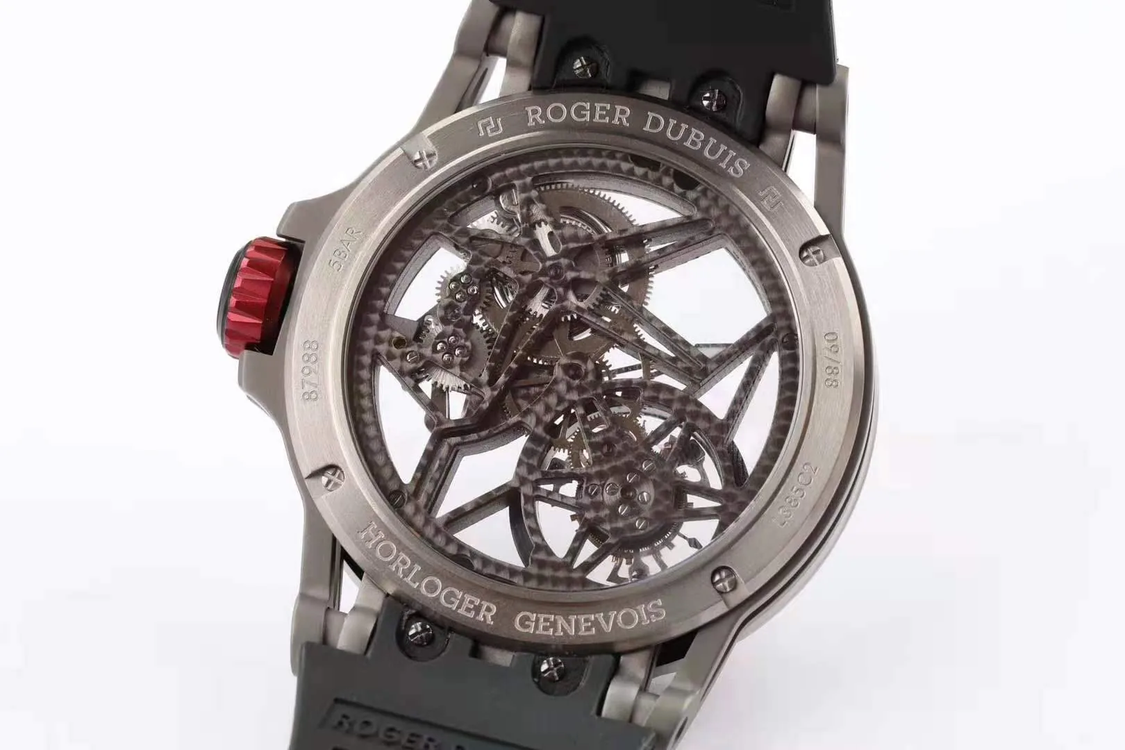 Excalibur Spider Skeleton Flying Tourbillon mit schwarzem Kautschukarmband – Bild 3