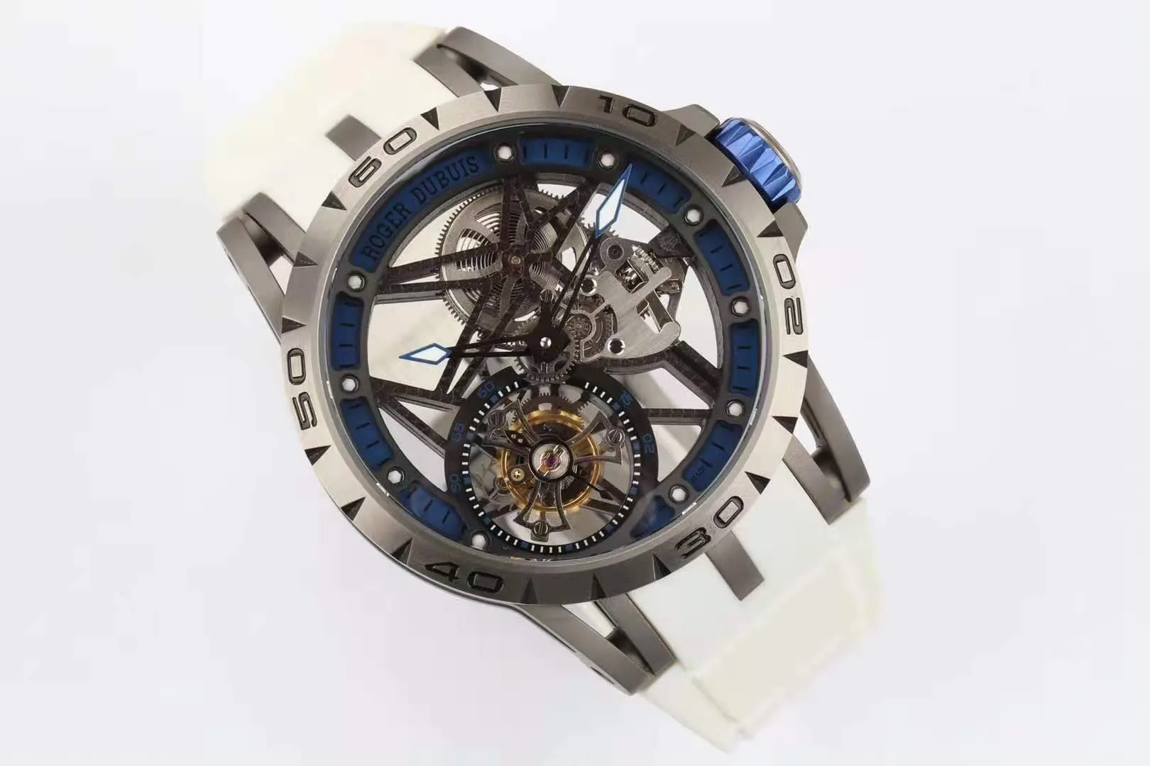 Excalibur Spider Skeleton Flying Tourbillon with White Rubber Strap - Image 5