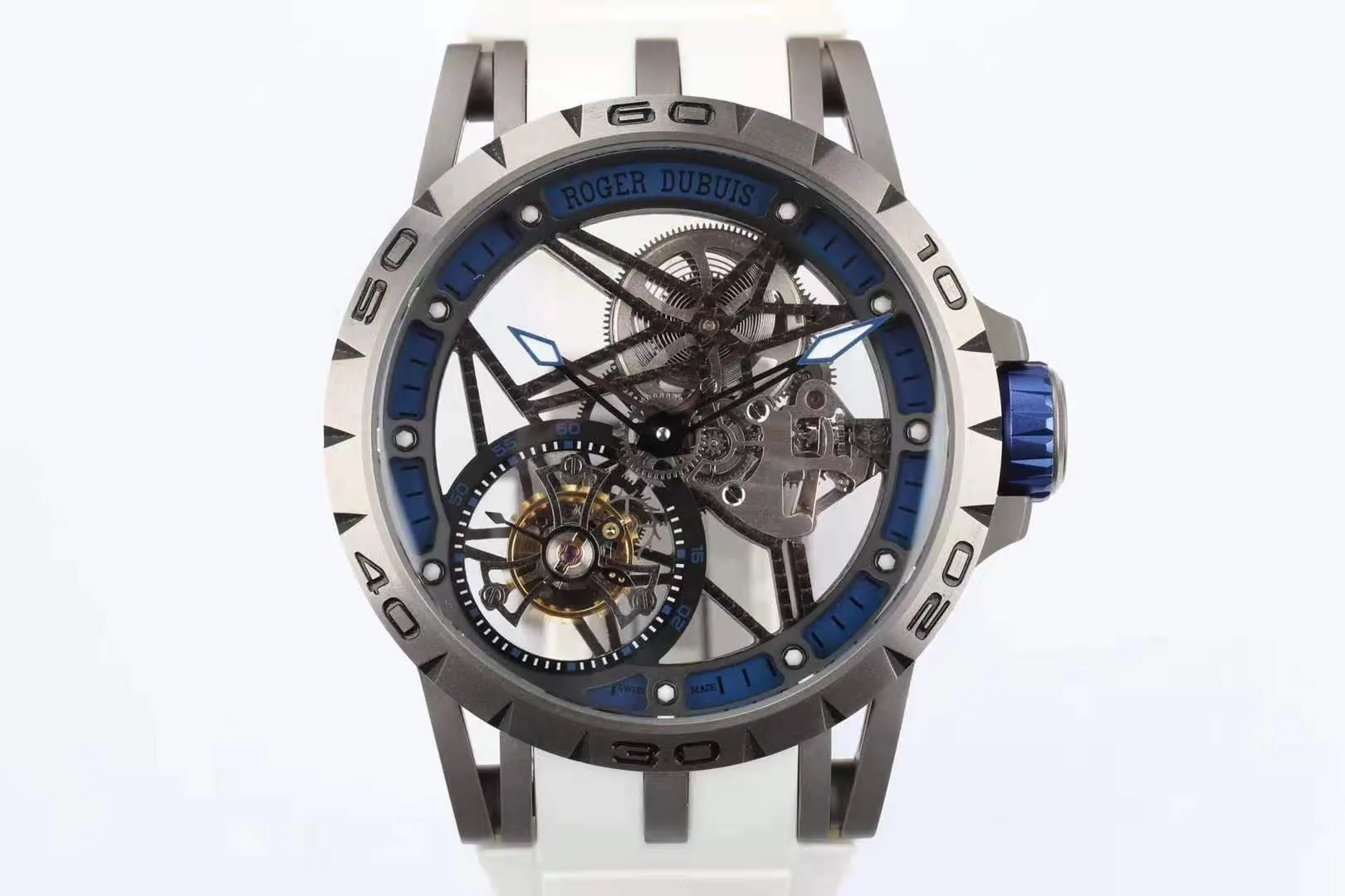 Excalibur Spider Skeleton Flying Tourbillon with White Rubber Strap - Image 3