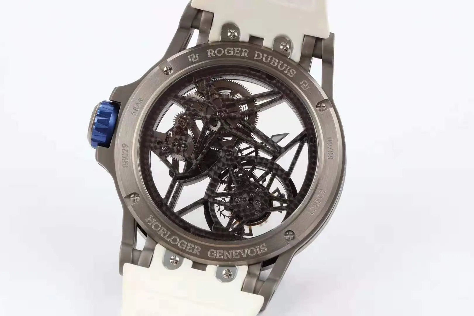 Excalibur Spider Skeleton Flying Tourbillon with White Rubber Strap - Image 4