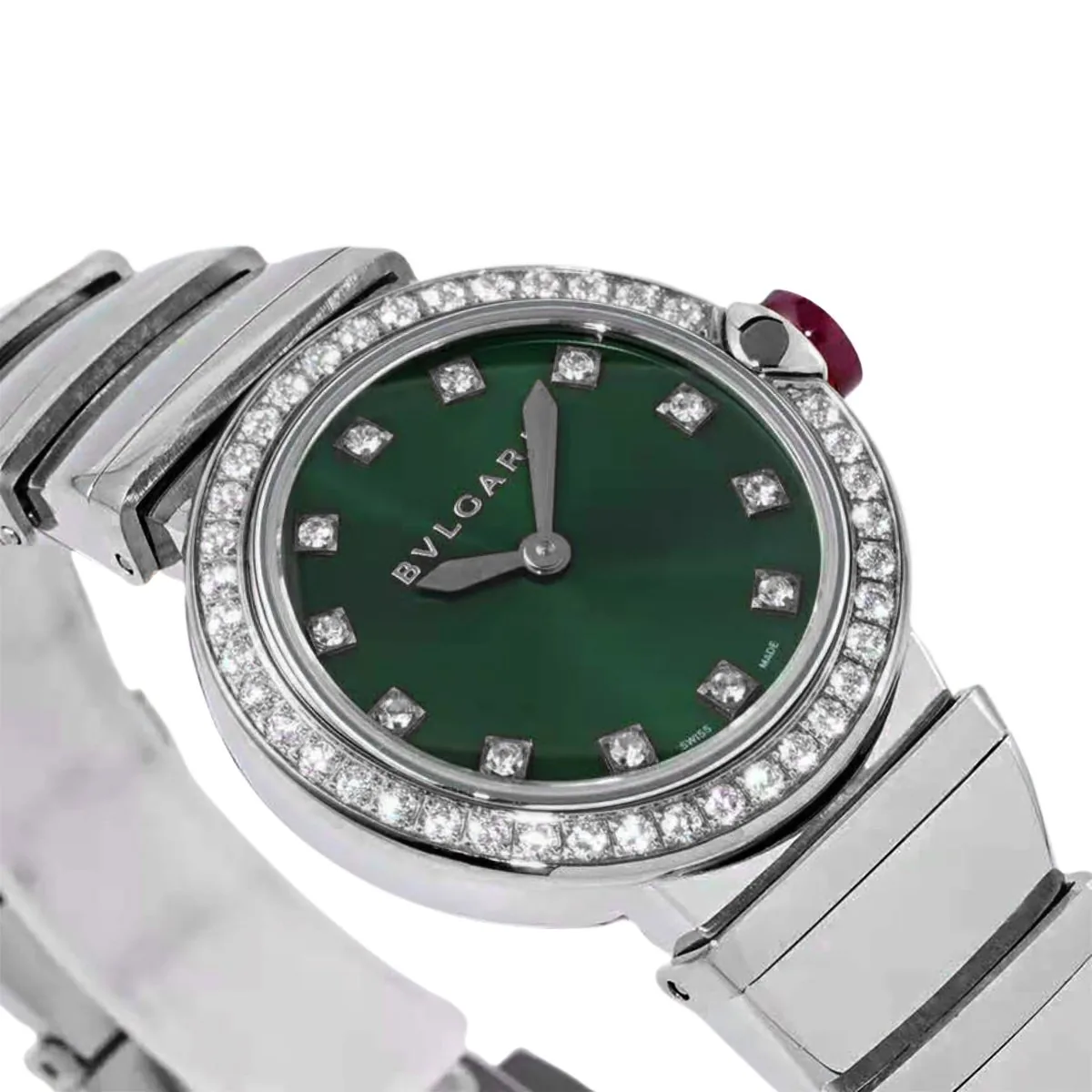 Lvcea quadrante verde smeraldo in acciaio con lunetta con diamanti - immagine 2