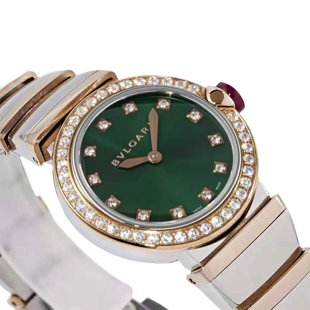Lvcea Emerald Green Dial in Rose Gold/Steel with Diamond Bezel - Image 2