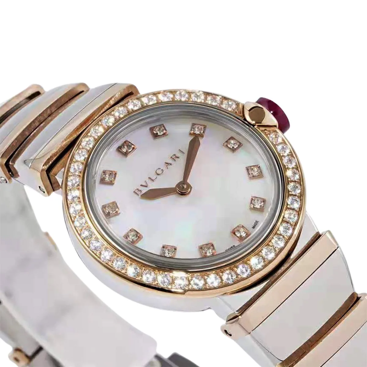 Lvcea esfera MOP en oro rosa/acero con bisel de diamantes - Imagen 2
