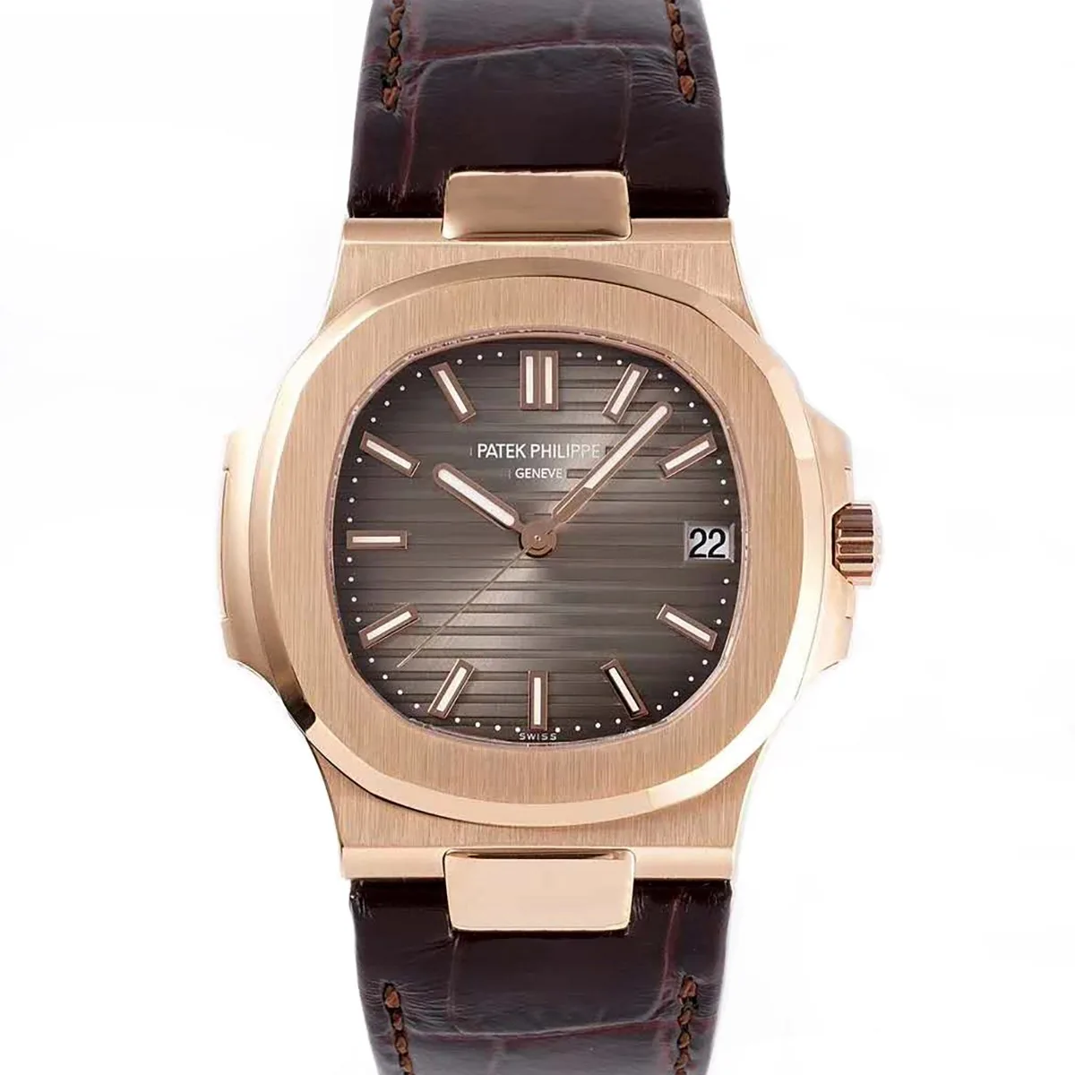 Nautilus Jumbo 5711 Brown Dial in Rose Gold with Brown Leather Strap