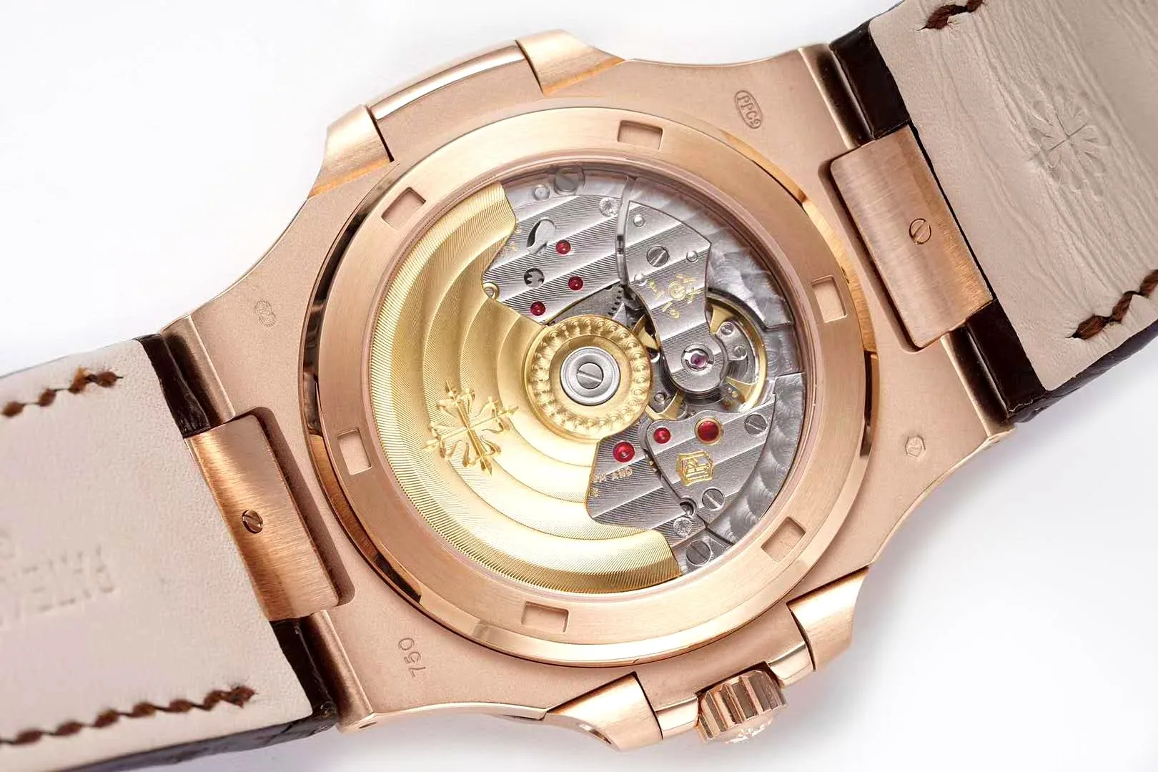 Nautilus Jumbo 5711 Brown Dial in Rose Gold with Brown Leather Strap - Image 6