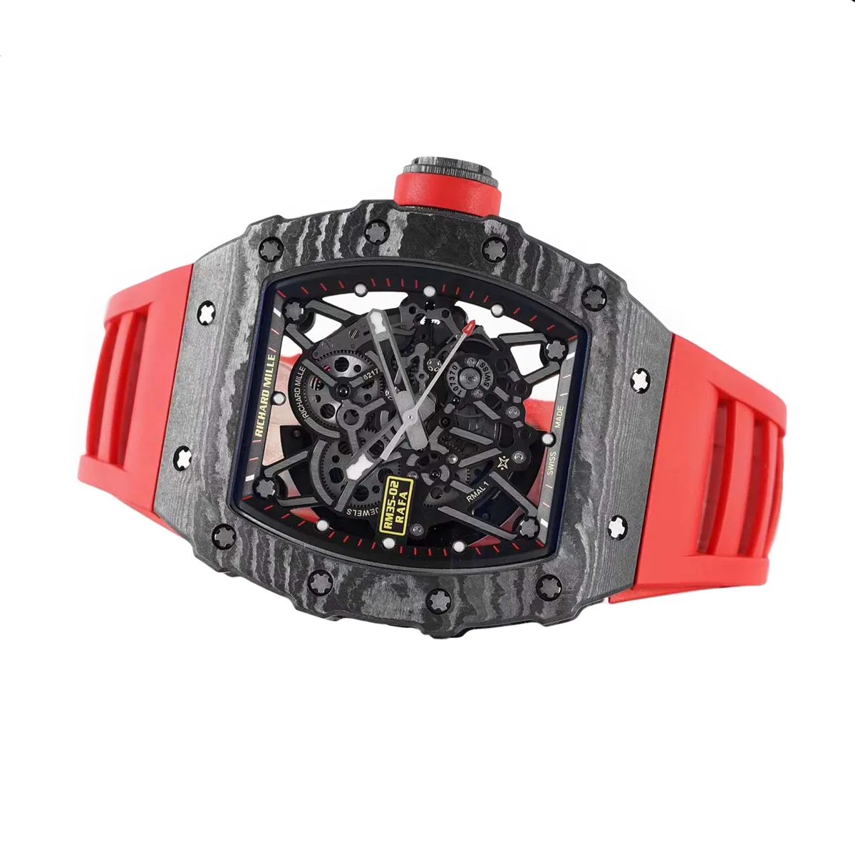 RM 035-02 Rafael Nadal carbonio NTPT su cinturino in gomma rosso - immagine 4