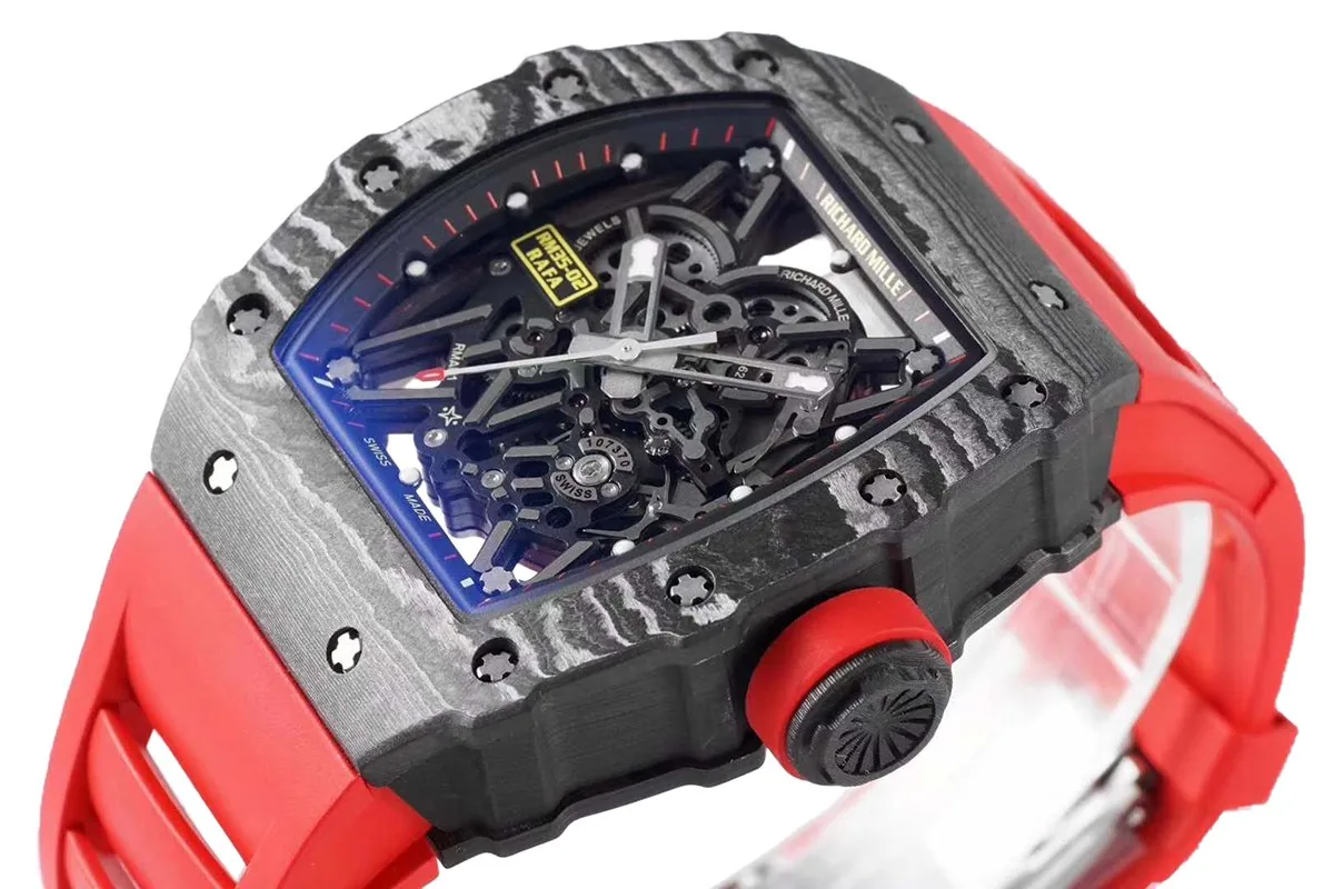 RM 035-02 Rafael Nadal carbonio NTPT su cinturino in gomma rosso - immagine 6