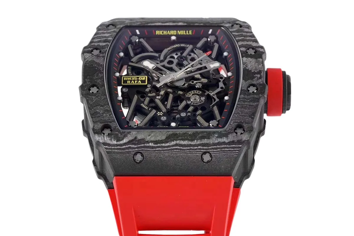 RM 035-02 Rafael Nadal carbonio NTPT su cinturino in gomma rosso - immagine 9