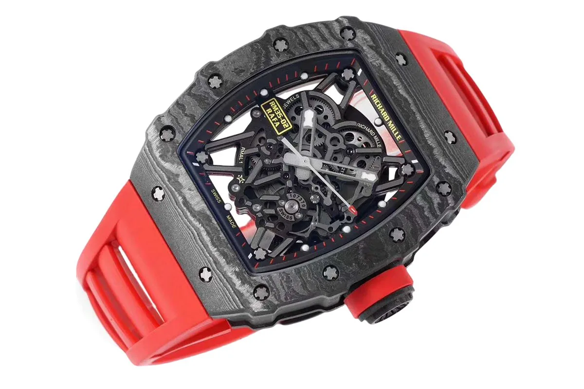 RM 035-02 Rafael Nadal carbonio NTPT su cinturino in gomma rosso - immagine 2