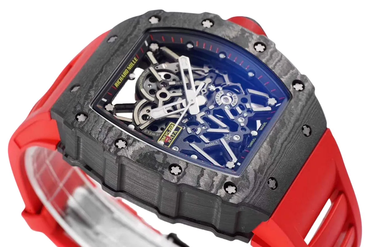 RM 035-02 Rafael Nadal carbonio NTPT su cinturino in gomma rosso - immagine 5