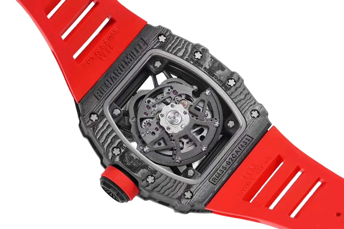RM 035-02 Rafael Nadal carbonio NTPT su cinturino in gomma rosso - immagine 7
