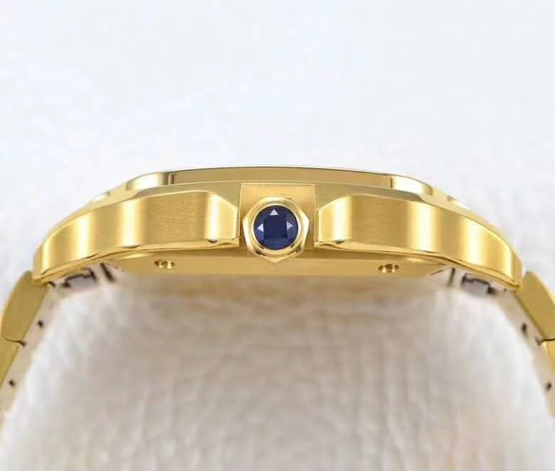 Santos de Cartier White Dial with Diamond Bezel in Yellow Gold - Image 5
