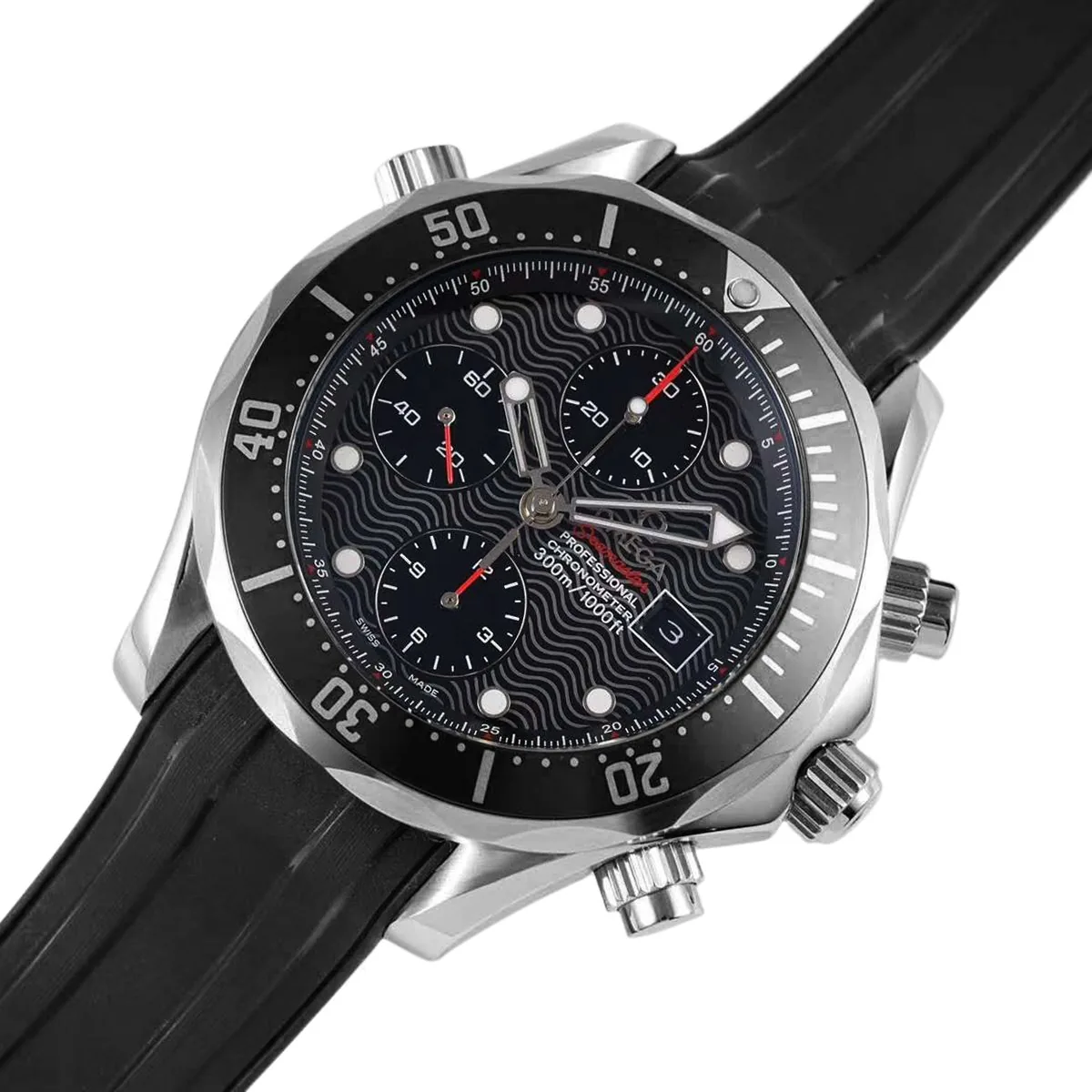 Seamaster Diver 300m Chronograph Black Dial on Rubber Strap - Image 3