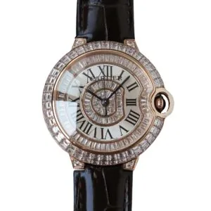 Ballon Bleu de Cartier 42mm cadran blanc avec diamants en or rose