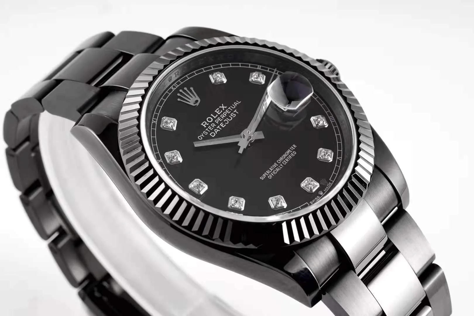 Datejust 41 Black Dial with Diamond Markers in PVD Black - Image 5