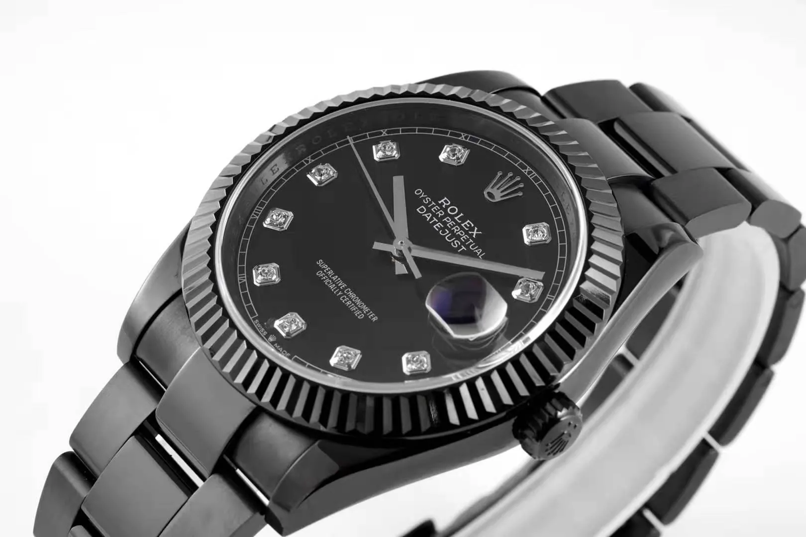 Datejust 41 Black Dial with Diamond Markers in PVD Black - Image 4