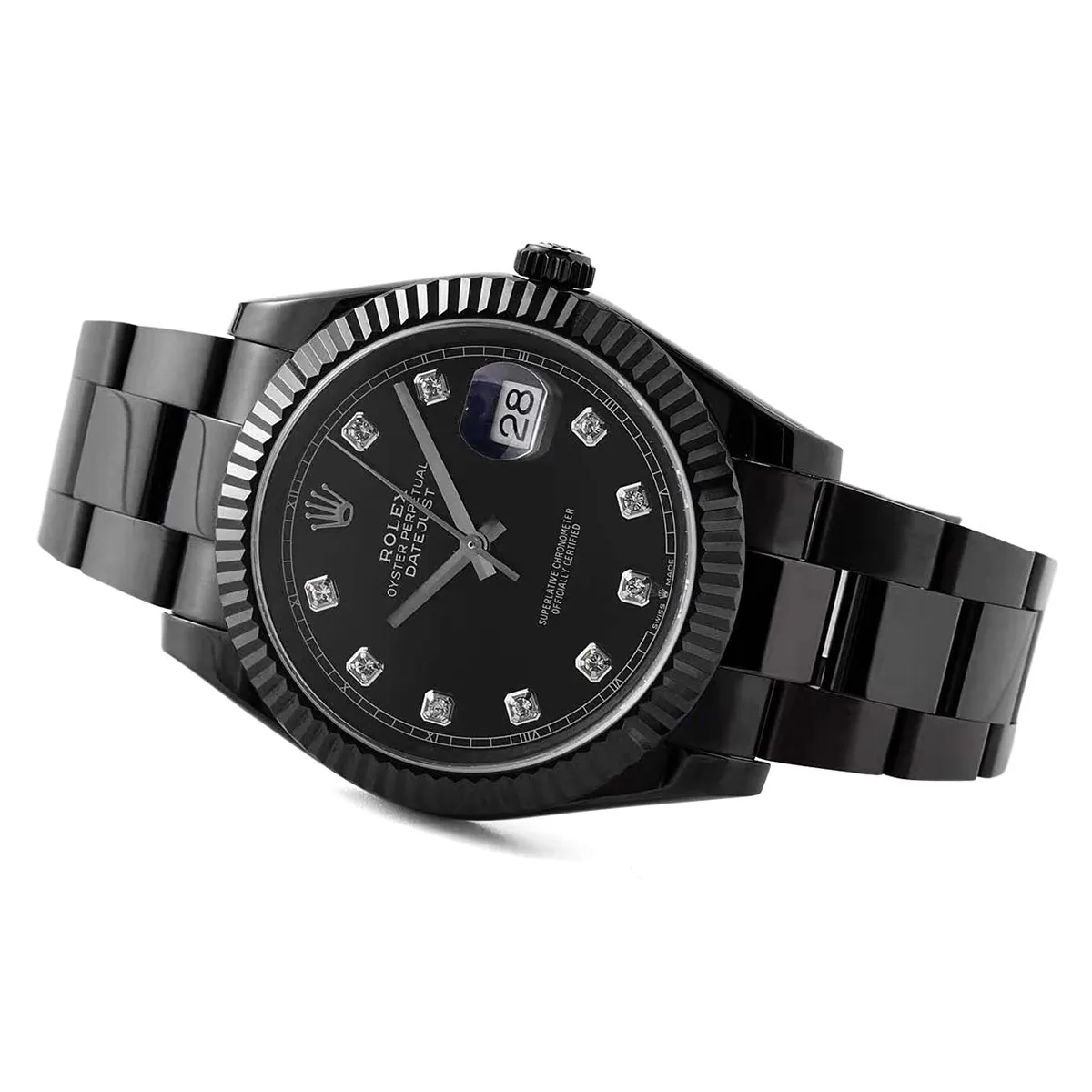Datejust 41 Black Dial with Diamond Markers in PVD Black - Image 3