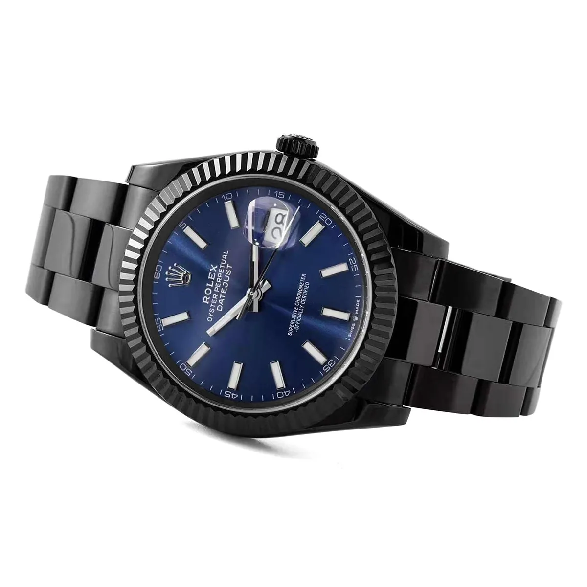 Datejust 41 cadran bleu index bâtons en PVD noir – Image 2