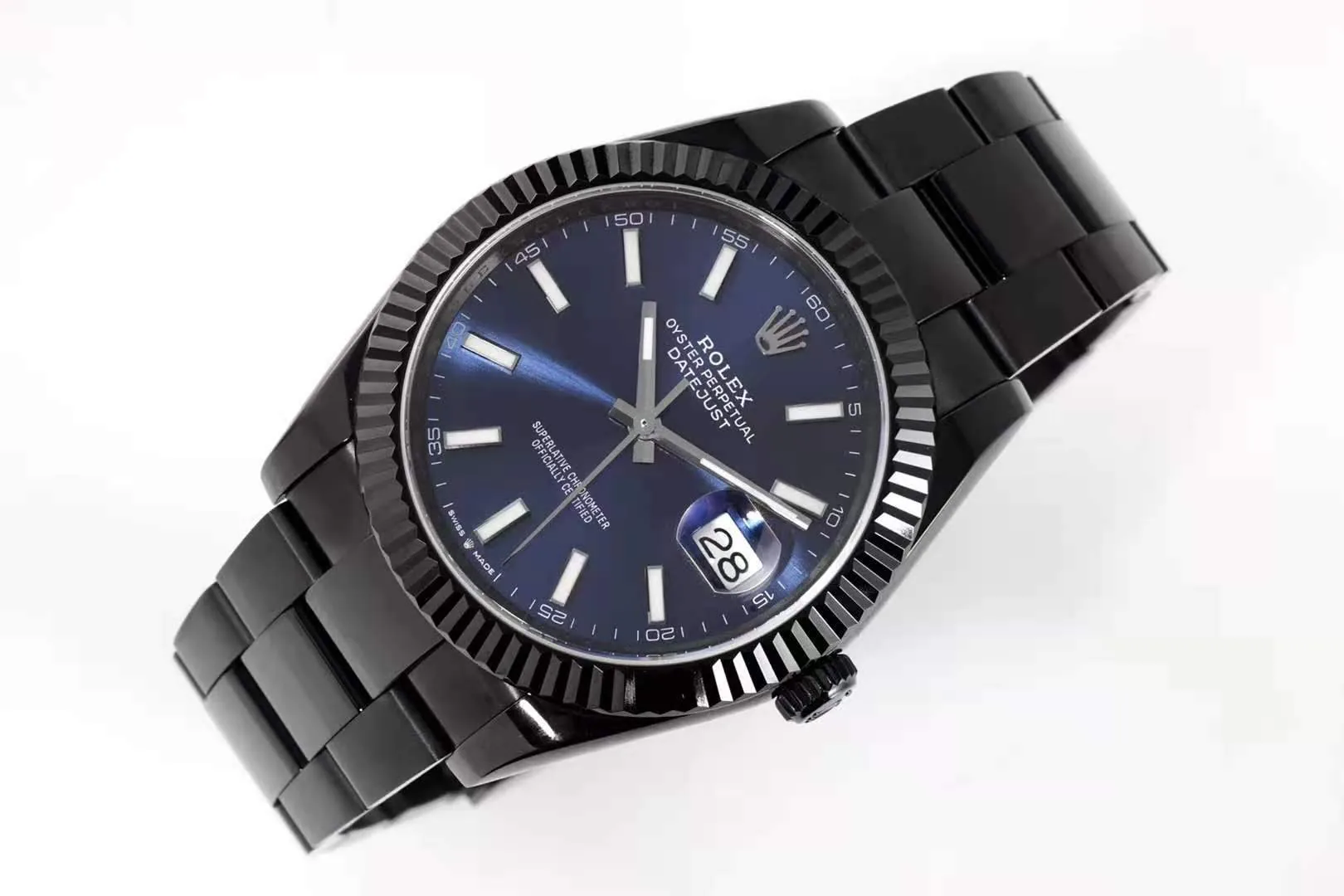 Datejust 41 cadran bleu index bâtons en PVD noir – Image 3