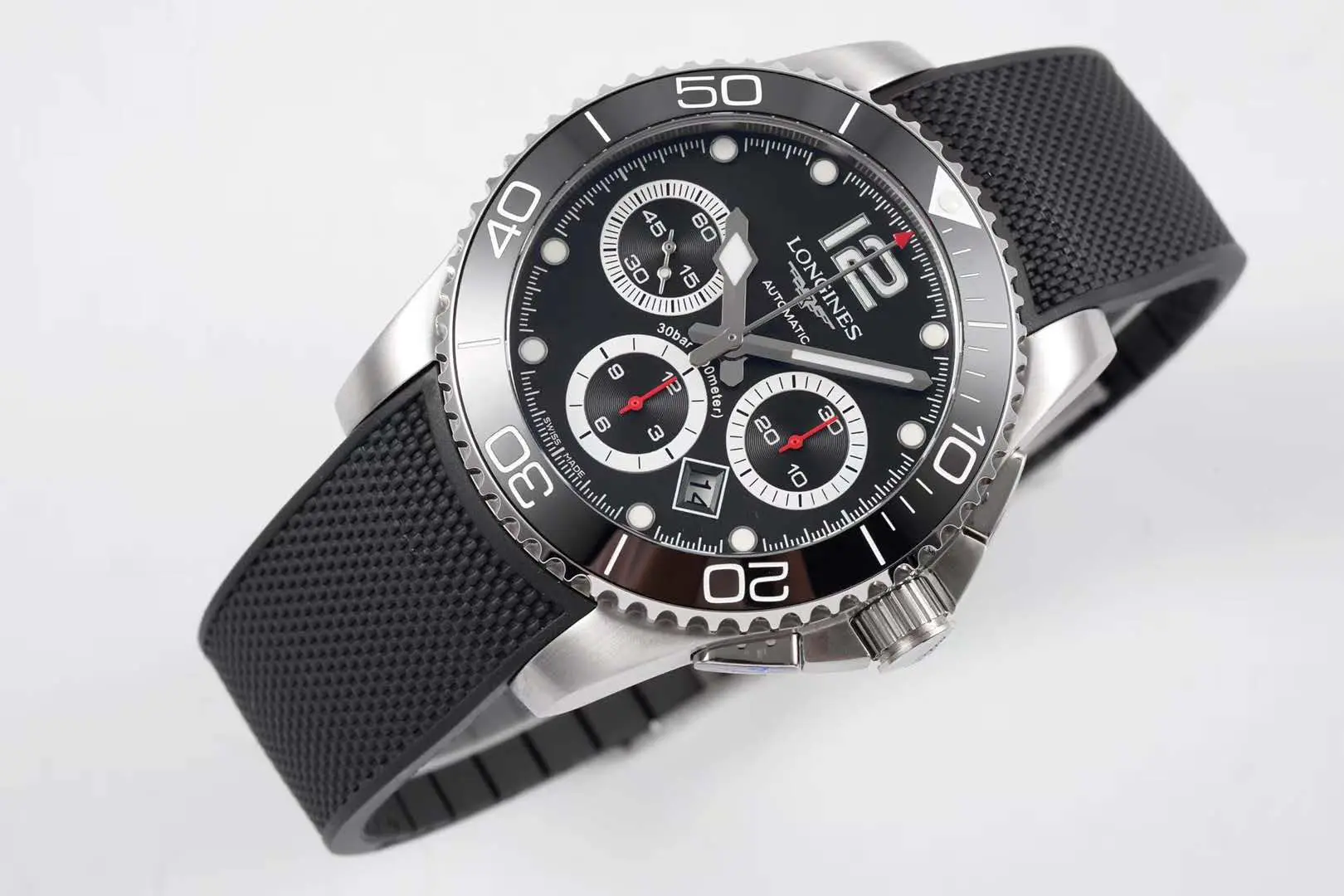 Hydroconquest quadrante nero su cinturino in gomma - immagine 2