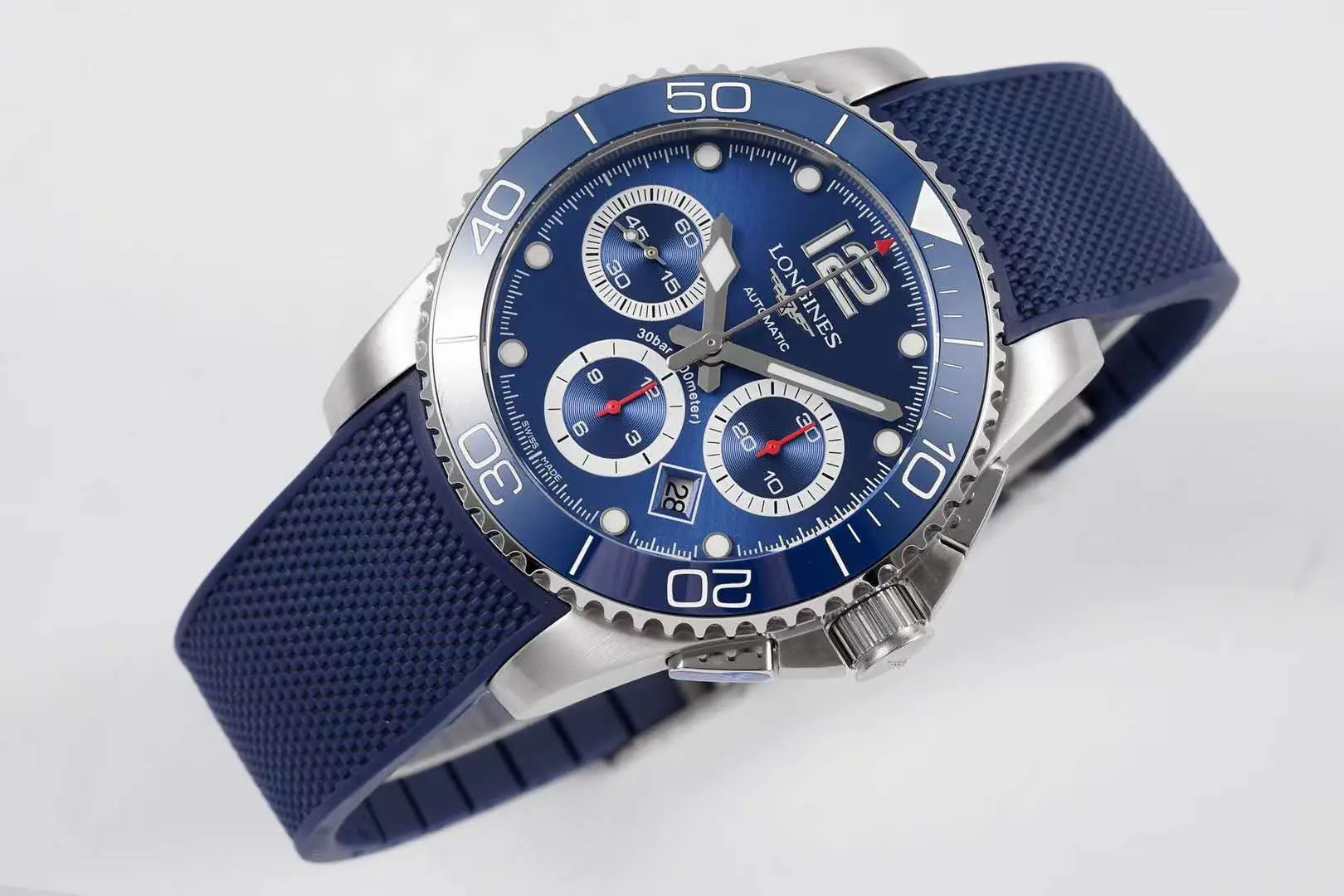 Hydroconquest quadrante blu su cinturino in gomma - immagine 3