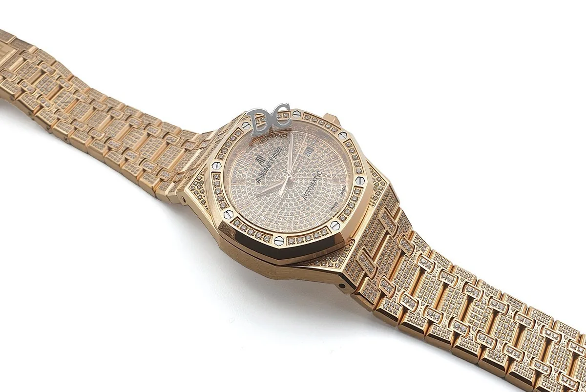 Royal Oak 41mm 15402OR Full Diamond Paved In Pink Gold on Bracelet - Image 3