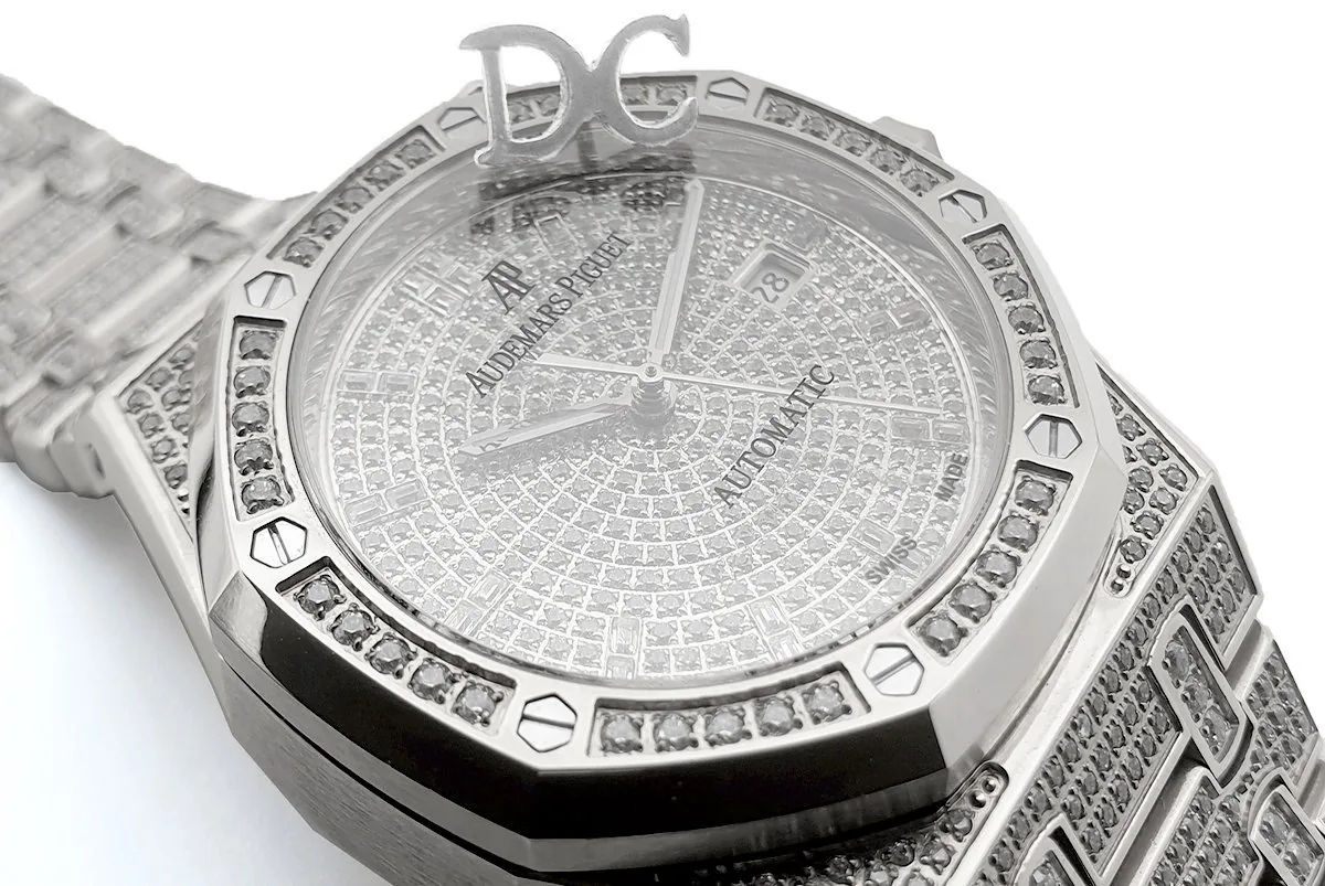 Royal Oak 41mm 15402 interamente pavé di diamanti in oro bianco su bracciale - immagine 4