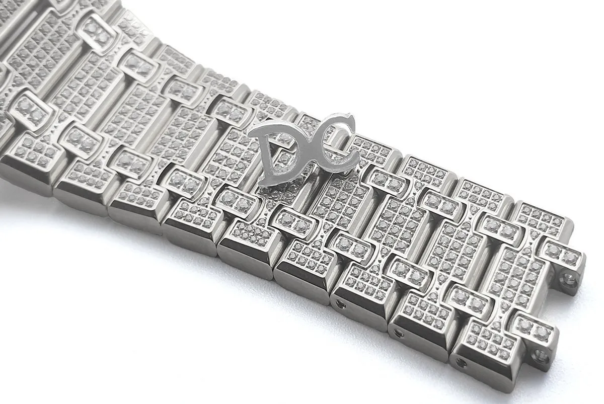 Royal Oak 41mm 15402 interamente pavé di diamanti in oro bianco su bracciale - immagine 6