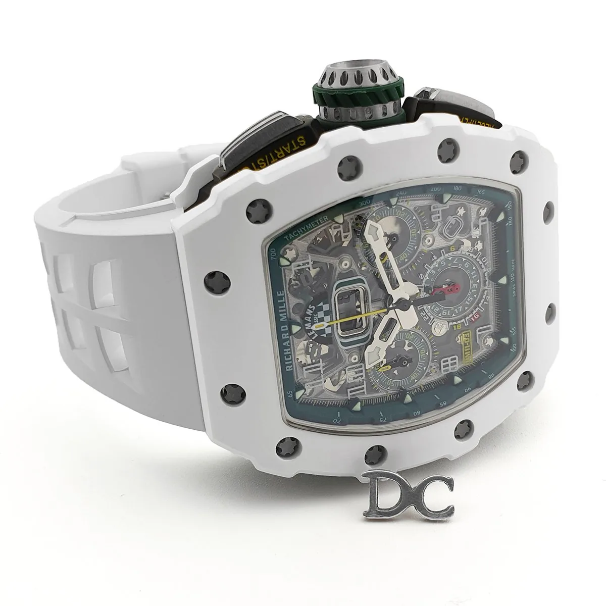 RM 011 Saint Tropez Polo Club White ATZ Ceramic and Titanium on White Rubber Strap - Image 3