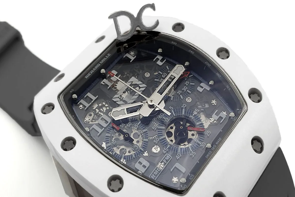 RM 011 Saint Tropez Polo Club White ATZ Ceramic and Titanium on Grey Rubber Strap - Image 4