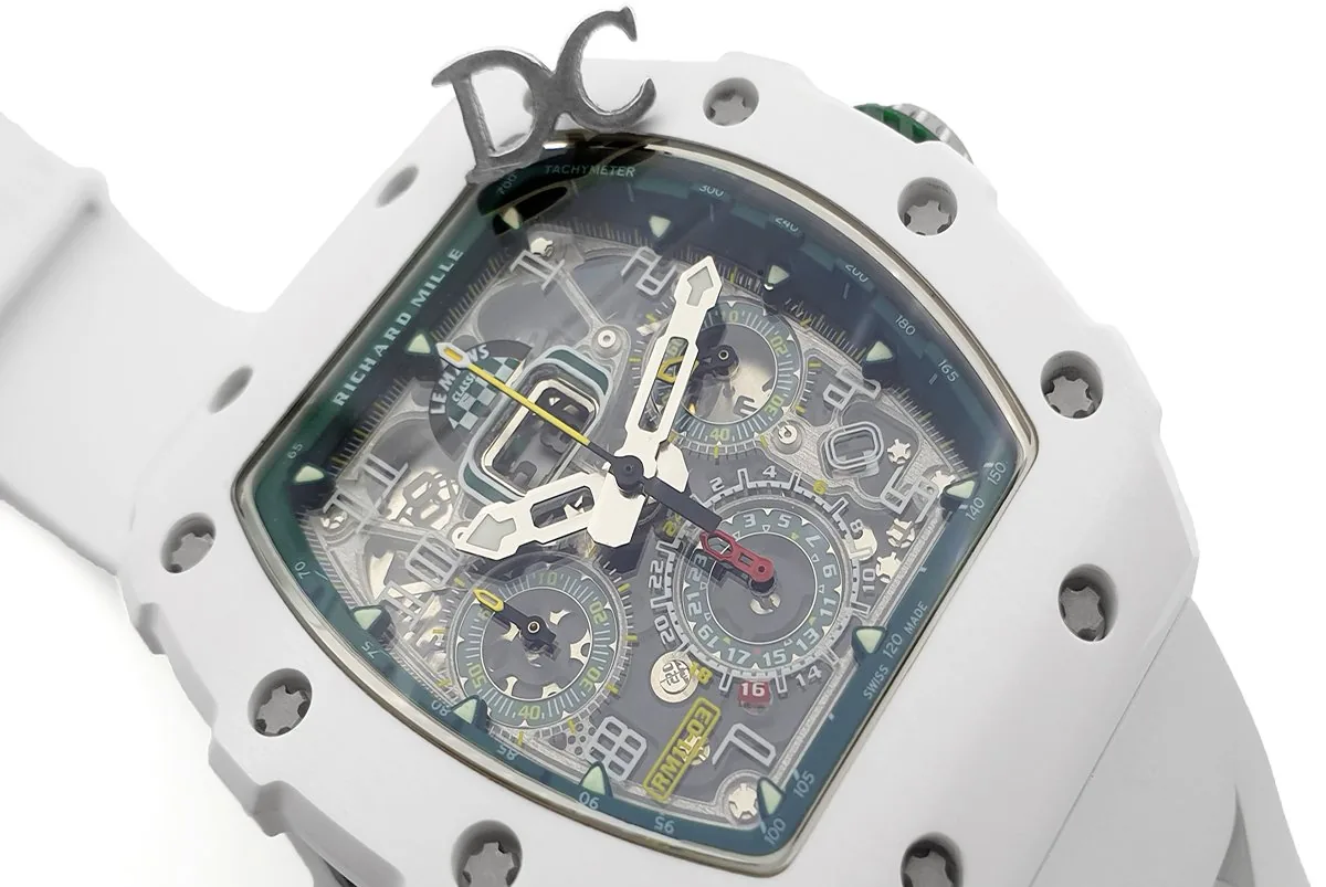 RM 011-02 Le Mans Classic Chronograph en verde con correa de caucho blanca - Imagen 4
