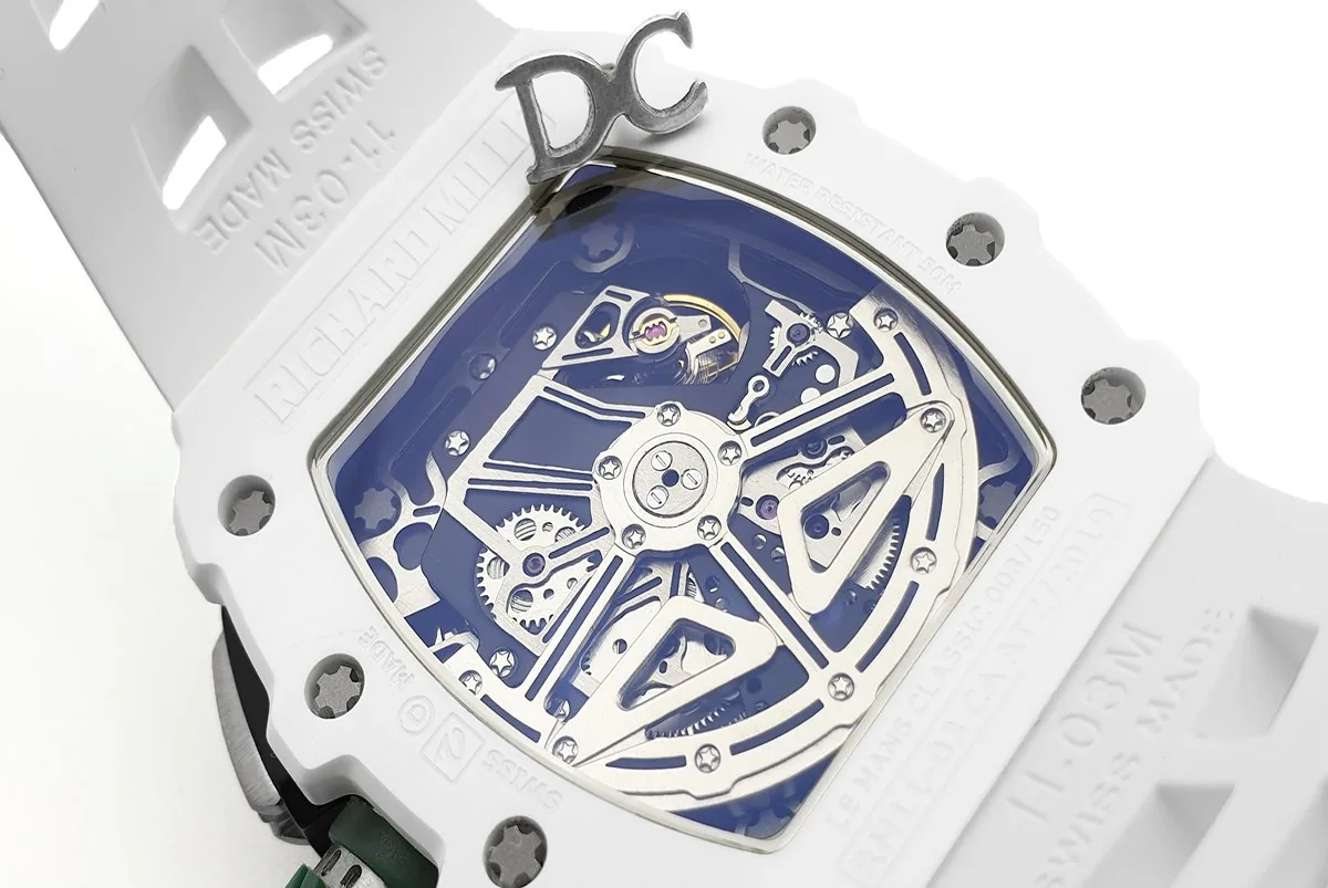 RM 011 Saint Tropez Polo Club White ATZ Ceramic and Titanium on White Rubber Strap - Image 5