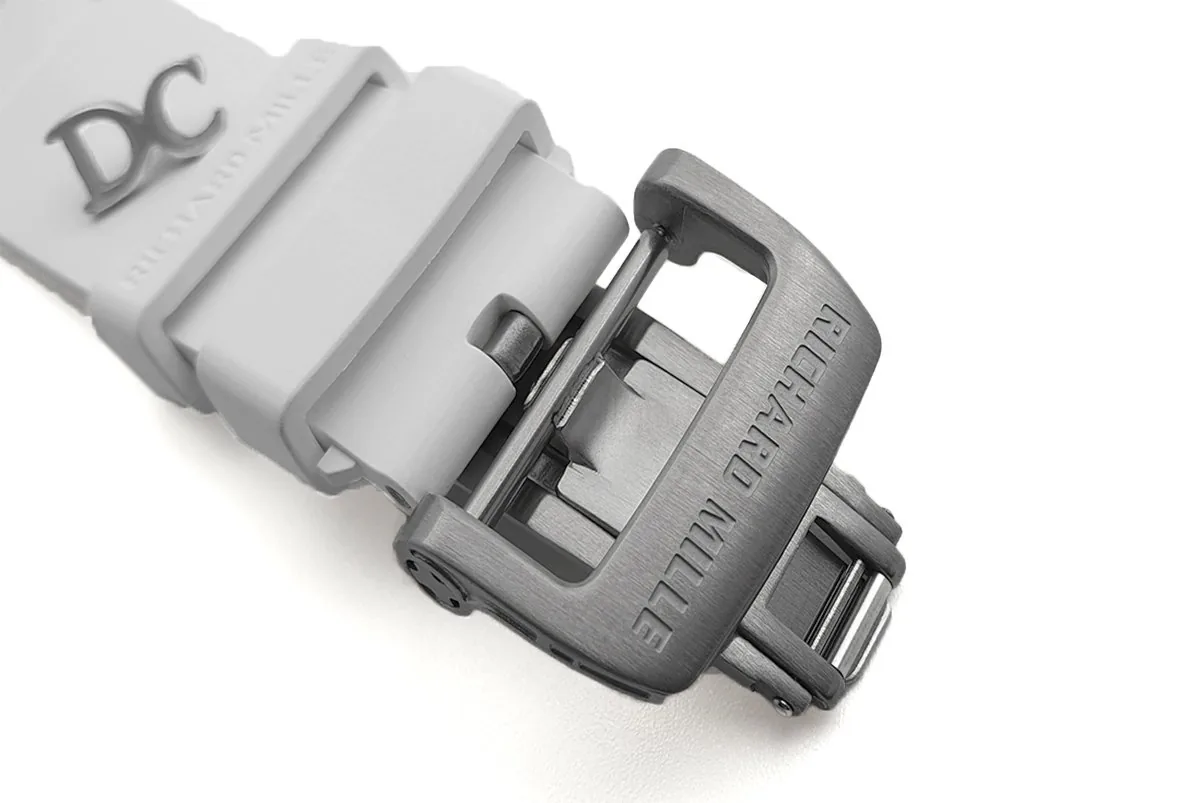RM 011 Saint Tropez Polo Club White ATZ Ceramic and Titanium on White Rubber Strap - Image 7